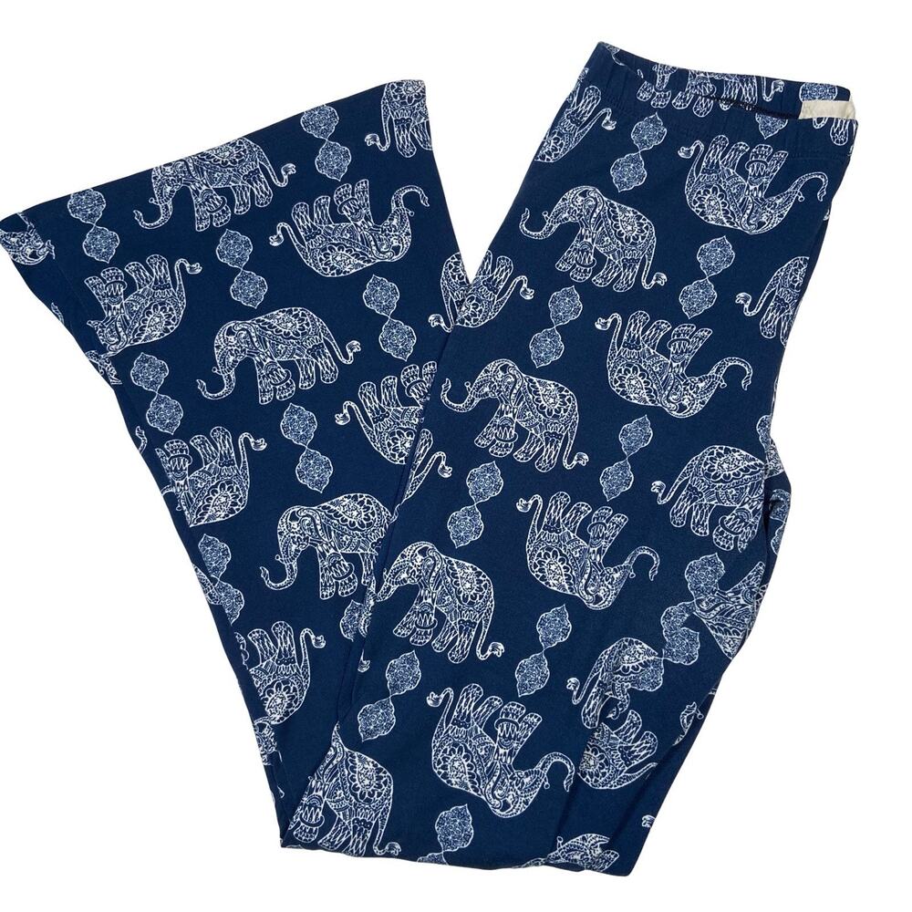 Women's One Size OS Henna Elephant Print Leggings Blue/White Flared